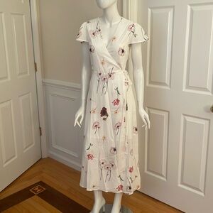 NWT Rihoas Midi Wildflower Wrap Dress Size S